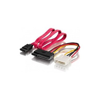 Equip Stromkabel SATA 15+7pol Bu > 4pin+SATA 7pin St/B Polybeutel