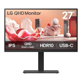 68,6cm/27" (2560×1440) LG 27BA75QB-B 16:9 IPS 5ms 100Hz USB-C DP HDMI RJ45 KVM Daisy-Chain Black