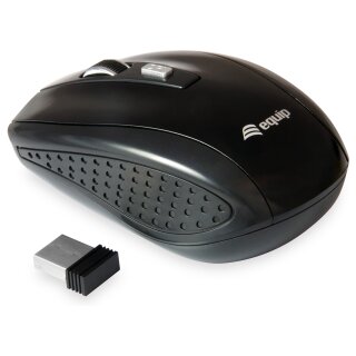 Equip Optische Maus kabellos USB Travel 4 Tasten R+L schwarz