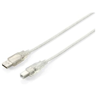 Equip USB Kabel 2.0 A-B St/St 5.00m transparent Polybeutel