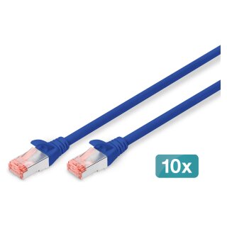 DIGITUS CAT 6 S/FTP Patchkabel, 10 Stück, 1m, blau