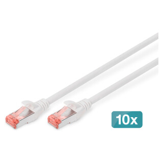 DIGITUS CAT 6 S/FTP Patchkabel, 10 Stück, 2m, weiß