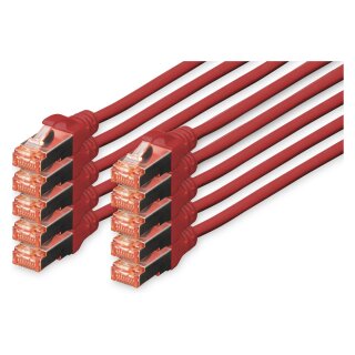 DIGITUS CAT 6 S/FTP Patchkabel, 10 Stück, 0,5m, rot