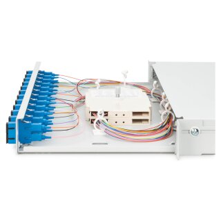 DIGITUS LWL Spleißbox 1HE bestückt 12x SC DX OS2 grau