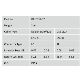 DIGITUS LWL Patchkabel LC -> ST 2.00m Singlemode Duplex OS2