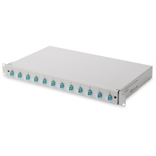 DIGITUS LWL Spleißbox 1HE bestückt 12x LC DX OM3 grau