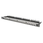 DIGITUS Patchpanel 0,5HE 24-Port Modular geschirmt schwarz