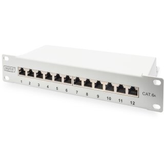 DIGITUS Cat.6A Patch Panel, geschirmt, 12-Port, 10", grau