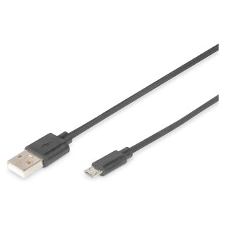 DIGITUS USB 2.0 Anschlusskabel Typ A -mikro B St/St 1.0m sw