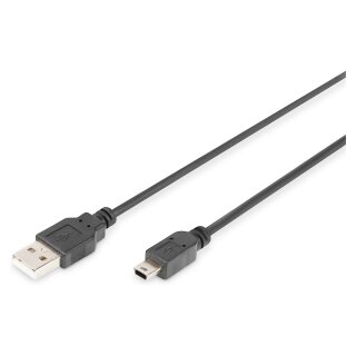 DIGITUS USB 2.0 Anschlusskabel Typ A -mini B St/St 1.0m, sw