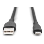 DIGITUS USB 2.0 Kabel Typ A-Lightning Silikon 1m MFI schwarz