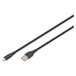 DIGITUS USB 2.0 Kabel Typ A-Lightning Silikon 2m MFI schwarz