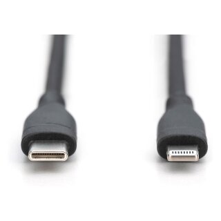 DIGITUS USB 2.0 Kabel Typ C-Lightning Silikon 1m MFI schwarz