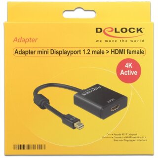DELOCK Adapterkabel mini DisplayPort 1.2 Stecker > HDMI Buchse schwarz 4K Aktiv