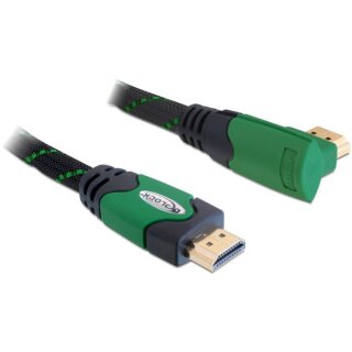 DELOCK Kabel HDMI A-A St/St 1.4 gewinkelt rechts gruen 3m