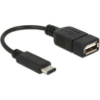 DELOCK Adapterkabel USB Type-C 2.0 Stecker > USB 2.0 A Buchse 15cm schwarz