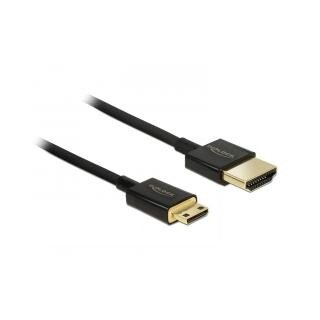 DELOCK Kabel High Speed HDMI mit Ethernet - HDMI-A Stecker > HDMI Mini-C Stecker 3D 4K 2 m Slim Premium