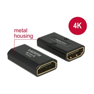 DELOCK Adapter High Speed HDMI mit Ethernet - HDMI-A Buchse > HDMI-A Buchse 4K Gender Changer schwarz