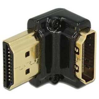 DELOCK Adapter High Speed HDMI mit Ethernet - HDMI-A Buchse > HDMI-A Stecker 4K 90 Grad gewinkelt unten schwarz