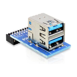 DELOCK Adapter USB 3.0 Pinheader Bu > 2x USB3.0-A Bu Vertikal