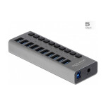 DELOCK Externer SuperSpeed USB Hub mit 10 Ports + Schalter