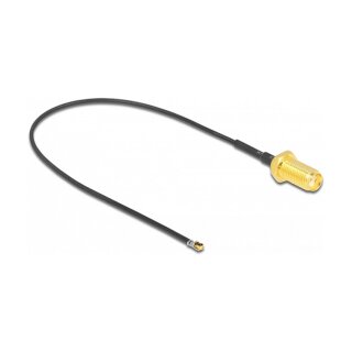 Antennenkabel SMA Buchse zum Einbau zu I-PEX Inc., MHF® 4L LK Stecker 1.37, 20 cm Gewindelänge 10 mm