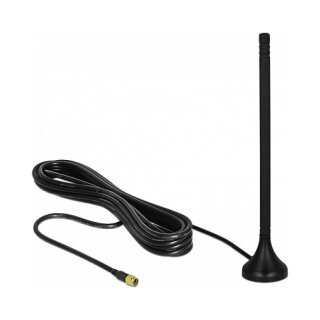 LTE Antenne SMA Stecker 3 - 5 dBi 12,5 cm starr omnidirektional mit magnetischem Standfuß und Anschlusskabel RG-174 A/U 3 m outdoor schwarz