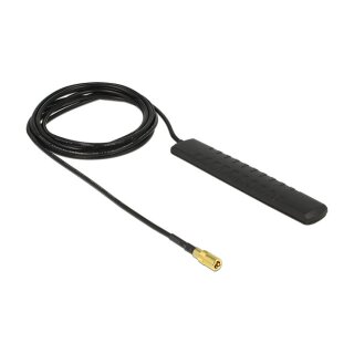 DELOCK Delock DAB+ DVB-T2 Antenne SMB Stecker 20 dBi aktiv omnidirektional schwarz Klebemontage