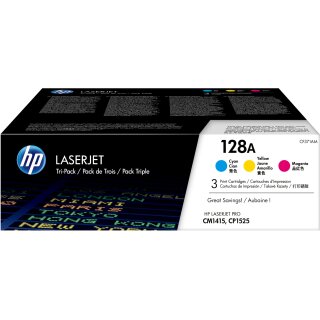 HP 128A original Toner cartridge CF371AM cyan magenta yellow standard capacity 3 x 1.300 pages 3-pack