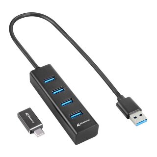 Sharkoon 4-Port USB 3.2 Gen 1 Aluminium Hub (schwarz)