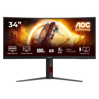86cm/34" (3440x1440) AOC CU34G4 21:9 FastVA 0,5ms 180Hz HDMI DisplayPort Curved Freesync Premium HDR10 Black