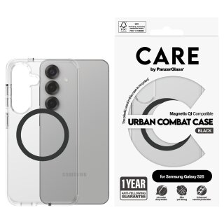 CARE Flagship Case Clear w. Black QI Compatible Galaxy S25