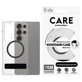 CARE Feature Case Clear w. Kickstand & QI Galaxy S25 Ultra