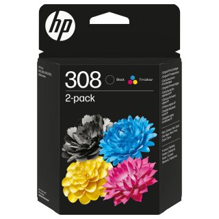 HP 308 Black/Tri-Color Ink Cartridge Combo 2-Pack