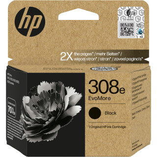 HP 308e EvoMore Black Original Ink Cartridge