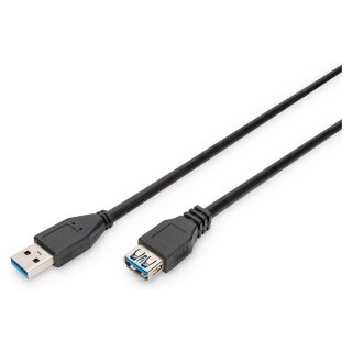 DIGITUS USB 3.0 Verlängerungskabel Typ A -A St/Bu 1.8m, sw