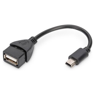 DIGITUS USB 2.0 Adapter OTG, Typ Mini B - A St/Bu 0,2m
