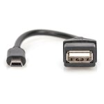 DIGITUS USB 2.0 Adapter OTG, Typ Mini B - A St/Bu 0,2m