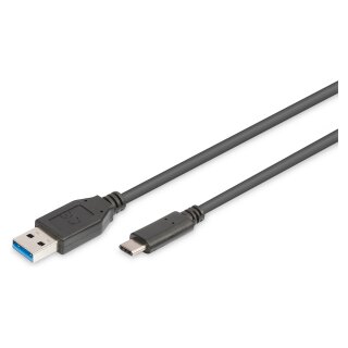 DIGITUS USB 3.0 Anschlusskabel Typ C -A St/St 1.0m, sw