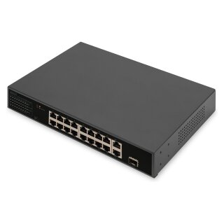 DIGITUS Switch 16-Port 10/100 32W PoE schwarz