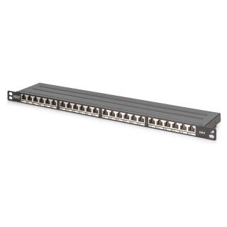 DIGITUS Patchpanel 0,5HE 24-Port Cat6 geschirmt schwarz