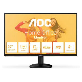 68,6cm/27" (2560x1440) AOC Q27B35E 16:9 QHD IPS 4ms 75Hz HDMI DisplayPort VESA HDR Black
