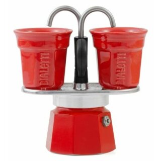 Bialetti Mini Express - Espressokocher-Set - rot + 2 Becher in rot