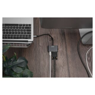 Adapter DIGITUS mini DP + VGA Adapter 20cm 4K/30Hz Silber Aluminium Gehäuse