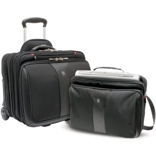 WENGER Patriot 2teiliges Buniness-Set 43.2cm 17Zoll Trolley schwarz - mit passendem Notebookkoffer 39cm 15.4Zoll
