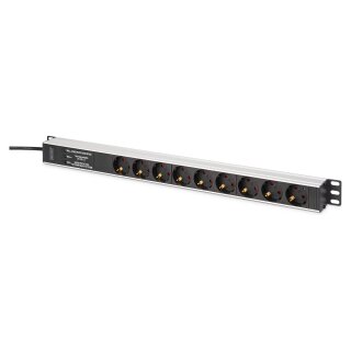 DIGITUS Steckdosenleiste 9-fach 19" Alu. 1HE 2m schwarz