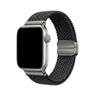 Premium Armband für Apple Watch, Schwarz/Grau, 40mm, 41mm, 38mm, 42mm (Series 10), GA-MAG-BNDA-P-BGS
