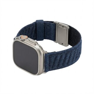 Premium Armband für Apple Watch, Blau/Schwarz, 44mm, 45mm, 42mm (Series 1/2/3), 49mm, 46mm, GA-MAG-BNDA-P-BML