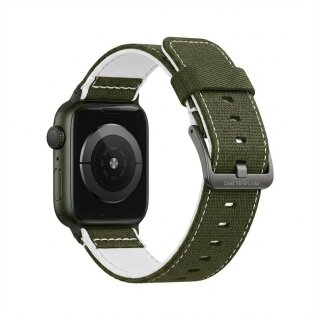 Premium Pro Armband für Apple Watch, Khaki/Weiß, 44mm, 45mm, 42mm (Series 1/2/3), 49mm, 46mm, GA-MAG-BNDA-P+KLCL