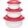 Emsa 518999 Micro Family Mikrowellengeschirr. Set 3-teilig. wei/rot